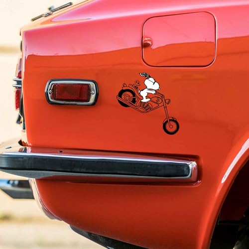 Image of Peanuts Snoopy Motorcycle Adhesive Vinyl Decal - Fun Snoopy Sticker for Bike, Helmet, or Toolbox