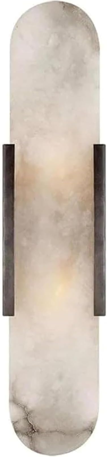 Marble Wall Sconce/Alabaster Wall Sconce, Indoor Light for Bedroom & Living Room, Modern Brass with Natural Stone Lampshade, LED 3000K (Black,35x10.3cm)