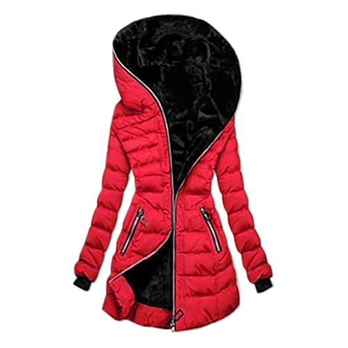 Abrigo de Invierno para Mujer, Forro Polar, Grueso, cálido, con Capucha, Chaqueta de Longitud Media, Acolchado Anorak Plumas Mujer