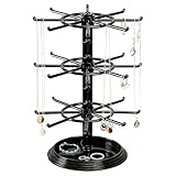 Rotating Jewelry Tree Display Stand 3-Tier, jewelry Display Stand with 24 Hooks, Adjustable Height Keychain display Rack, Plastic Jewelry Holder for Earrings,Bracelets,Necklace,Rings (A2, 3-Tier)