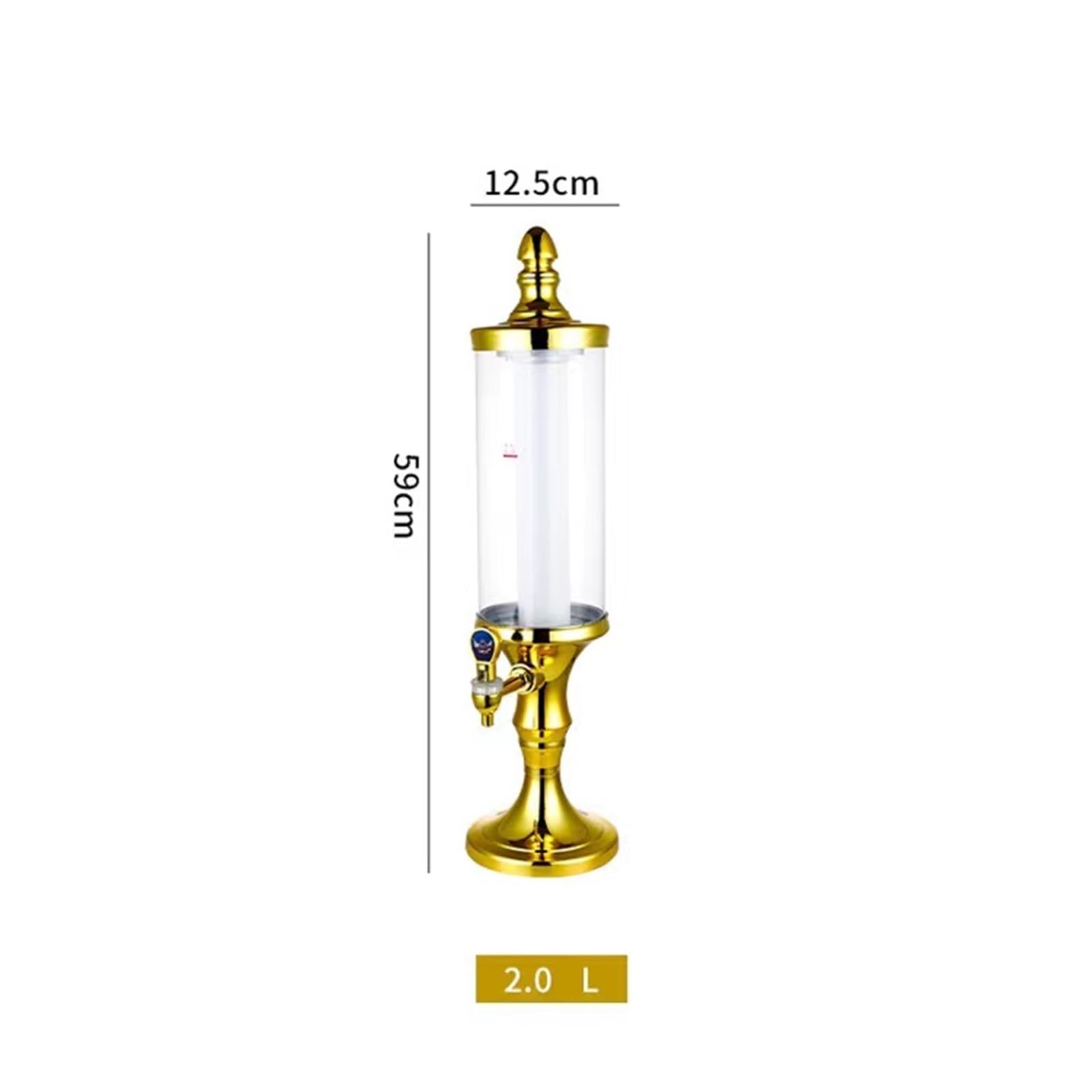 Wieża Piwna Dystrybutor Piwa 2L/70oz Z Rurką Na Lód I Kolorowymi Światłami Dystrybutory Napojów(Gold)