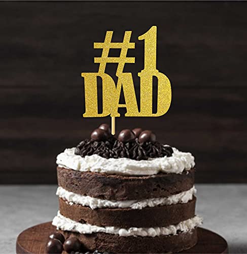 Image of Happy Birthday dad cake topper-Number One #1 Dad Cake Topper, best dad ever cake topper