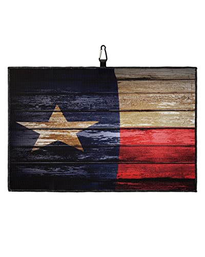 Gredice Golf Towel Texas Flag Vintage Star And Stripes Waffle Pattern Towels With Carabiner Clip,Microfiber Golf Accessories Farmhouse Western Wood Texture Club Cleaner Towel For Golf Bags #TOP13