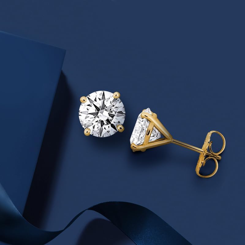 Image of Lab-Grown Diamond Stud Earrings With Unique laser engraved Diamond ID, Set In Platinum, White Gold or Yellow Gold - D Color, VVS2 Clarity, IGI Certified Lab-Grown Diamonds - Available in 1 to 5 CTTW