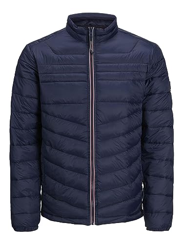 Image of Jack & Jones Men's Jjehero Puffer Collar Noos Jacket, Navy Blazer/Detail:CONTRAST ZIP, S UK