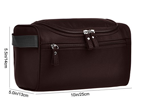 Image of Vercord Mens Toiletry Bag Wash Travel Small Shaving Dop Kit Shower Bathroom Ditty Hygiene Bag, Coffee, One Size (Hardcode), Classic