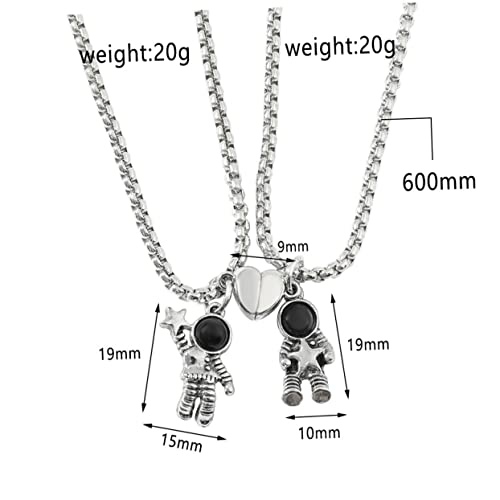 Abaodam 2Pcs Astronaut Necklace Trendy Decor Fashion Jewelry Dainty Jewelry Spaceman Pendants Necklace Magnetic Couple Neck Chains Lovers Necklace Set Magnetic Couples Necklaces Fashion #TOP1