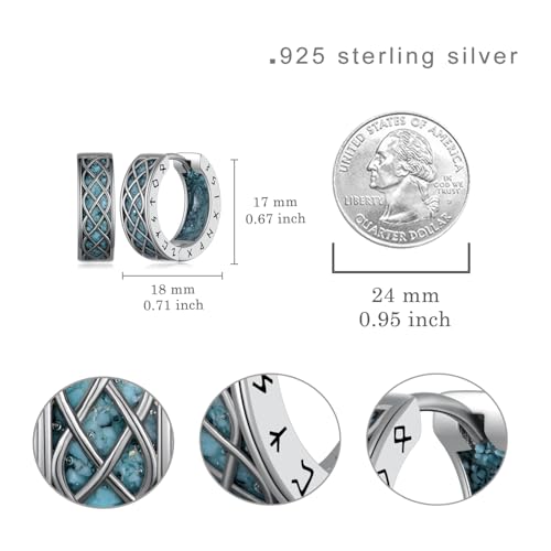 Viking Earrings for Men Women 925 Sterling Silver Rune Celtic Hoop Earring Viking Jewelry Gifts Men Women4
