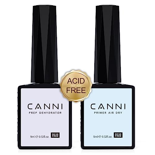 CANNI Nail Primer ongle gel uv et Déshydrateur pour Vernis Semi Permanent Set Ongle professionnel Primer en acrylique Acid Free Primer et desydratateur ongle