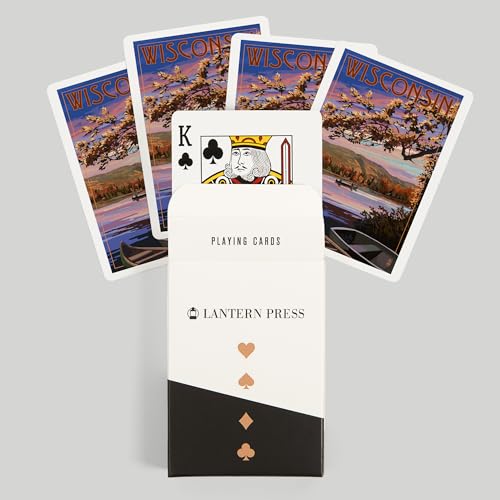 Lantern Press Wisconsin, Lake Sunset Scene, 52 cartas póker miniatura 6