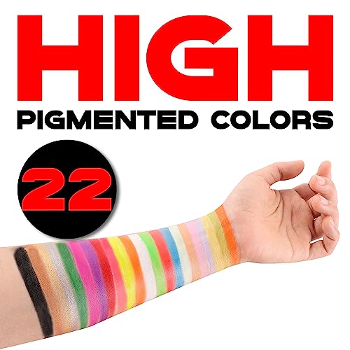 Ccbeauty 22 Colors Face Paint Palette,Oil Based Face Painting Kit,Non Toxic Sfx Makeup For Halloween Costume Cosplay Makeup,Professional Fx Body Paint,Full Coverage Painting Foundation With 10 Brushes #TOP1