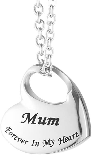 Cremation Jewellery for Ashes Men Forever in My Heart Carved Ashes Keepsake Pendant Name Necklace Urns for Human Ashes Dad Mum Son Brother Husband