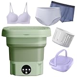 Lavadora Portátil, Mini Lavadora Plegable 2 en 1 de 8L y Secadora Giratoria Pesa 1,2 kg con 3 Modos, Mini Lavadora para Ropa de Bebé, Ropa Interior y Viajes, Camping, RV, Dormitorio Green