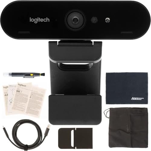 Logitech Brio 4K Webcam + AOM Bundle, Video Calling, Noise Cancelling Microphone, Automatic HD, Microsoft Teams, Zoom, Google Voice, Google Meet, PC/Mac/Notebook/MacBook - Graphite (Renewed)
