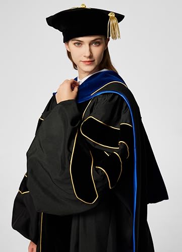 image for MyGradDay Doctoral Graduation Tam 8 Sides Doctorate Cap PhD Blue/Black