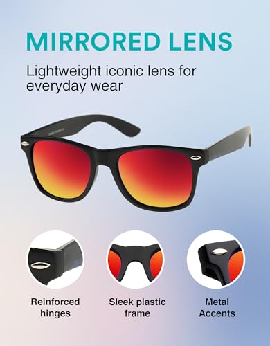 Image of zeroUV - Classic Colored Mirror Lens Square Horn Rimmed Sunglasses for Men Women