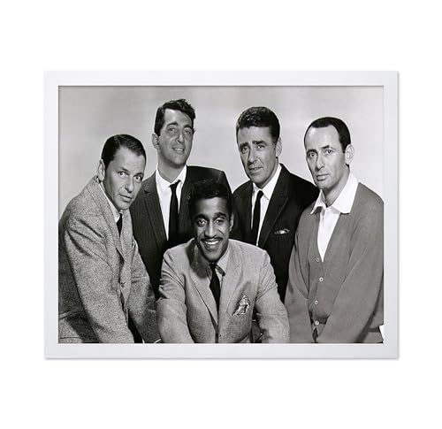 Poster Master The Rat Pack Poster - Musician Print - Photography Design - Music Print - Black & White Art - Fashion & Gentlemen in Suits Decor - Living Room or Office Decor - 8x10 White Framed