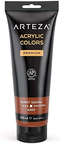 ARTEZA Premium Acrylic Paint, Crimson Red A206, 250 ml Tube, Rich Pigment, Non-Fading, Non-Toxic Paint for Artists & Hobby Painters, Art Supplies for Canvas Painting