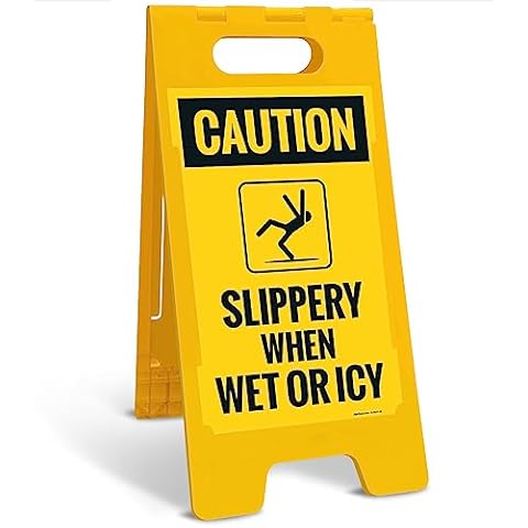 Sigo Signs Caution Slippery When Wet Or ICY Sidewalk Sign Kit, (SI-76037) 10x16 Inches, with A Frame Stand, Made in USA Cover