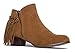 Low Heel Fringe Ankle Boot- Zipper Closed Toe Western Cowboy Bootie - Bailey by J. Adams