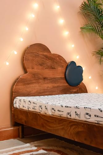 Image of Perk Bed Single Seater Kids Bed |Mickey Mouse Head Solid Wood Kids Bed |Mango Wood, Honey |Mattress Size: 36 x 72 Inches |Single Seater Platform Bed | Assembly- DIY