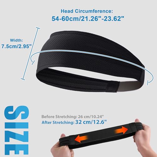 Image of Sukeen Cooling Sports Headbands for Men: Instant Cooling Moisture Wicking Sweatbands Non-Slip Elastic Mens Headband Gym