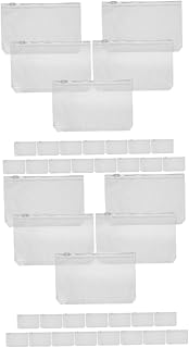 Tofficu 40 peças de folhas soltas saco com zíper pasta para caderno sacos organizadores transparentes pasta de negócios envelopes de plástico pasta de arquivo arquivos de envelope bolsa de zíper bolsa de armazenamento de PVC bolsa de pasta branca