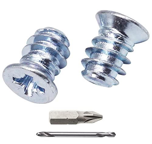 SKIR'CO (100 pcs) Zinc Plated Euro Screws 6.2 x 9 mm, Drawer Runner Screws, Flat Countersunk Head (Drill Bit Included)