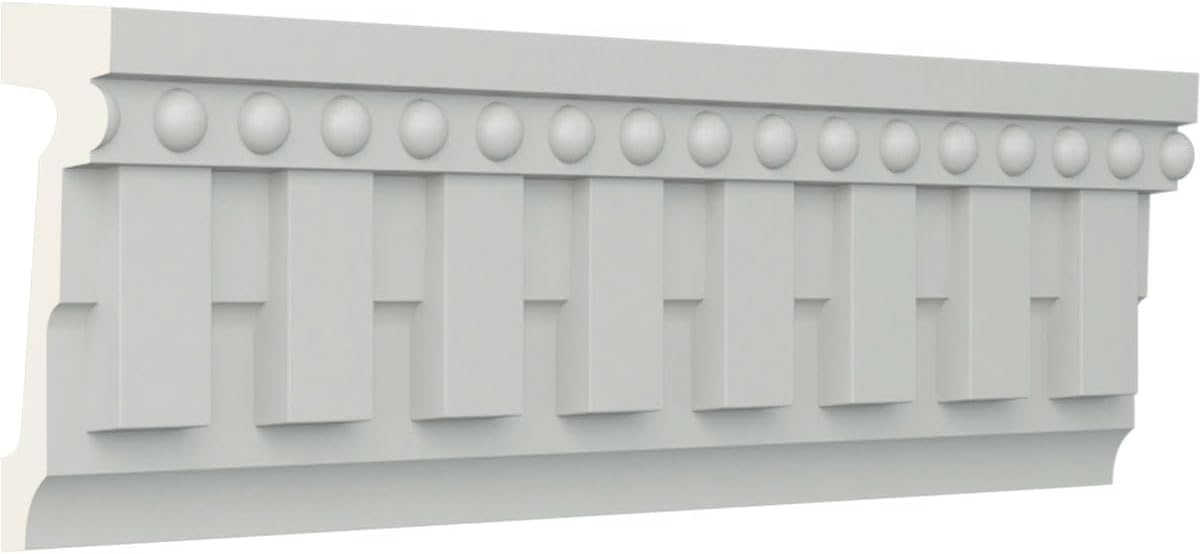 Ekena Millwork 3 1/8"H x 1"P x 94 1/2"L, (1 1/4" Repeat), Kepler Dentil with Bead Chair Rail