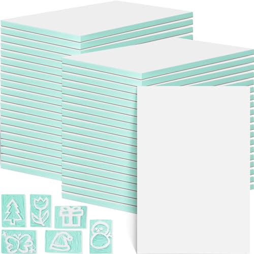 Frienda 40 Pcs 4x6 Rubber Carving Blocks Linoleum Stamp Kit
