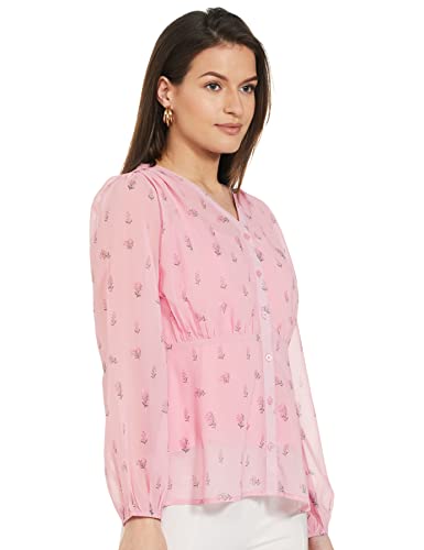 Image of Amazon Brand - Eden & Ivy Women's Georgette V-Neck Long Sleeve Regular Fit Shirt Top (Available in Plus Sizes)
