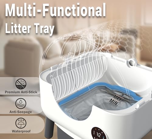 Automatic Self Cleaning Litter Box, MeowWhimsy Extra Large Automatic Cat Litter Box Self Cleaning Robot S7 for Cats, Smart Safety Sensors-App Control-Low Noise, Washable Tray,40 pcs Trash Bag - Image 5