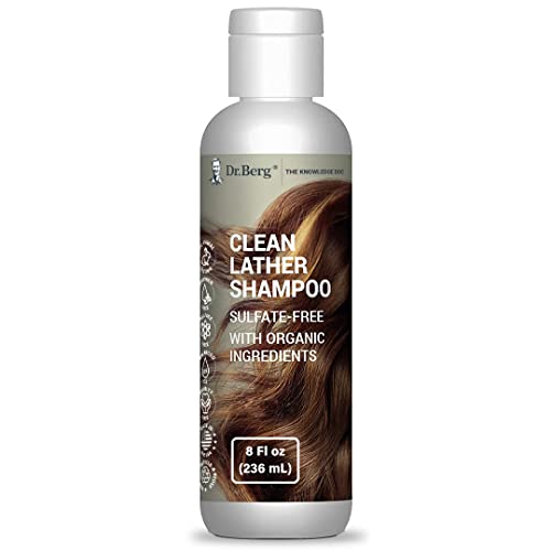 Dr. Berg’s Clean Lather Shampoo – Hair Strengthening, Moisturizing, Scalp Treatment and Hair Follicle Growth Shampoo – Well-Balanced Hair Care Formula with Biotin and Peppermint – Sulfate-Free 8 Oz