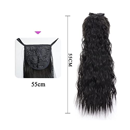 Extensión de cola de caballo ondulada con cordón ajustable para mujer 2