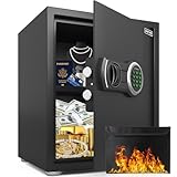 Fireproof Safe, Omethey 2.0 Cub Safe Box with Fireproof Waterproof Bag, Fire Safe with Backlit Digital Keypad and Mute Function, Money Safe with Removable Shelf & LED Light for Home, Office and Hotel