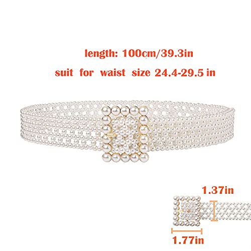 CHIC DIARY Women Bridal Pearl Belt White Beaded Crystal Rhinestone Retro Waist Belt for Wedding Dress4