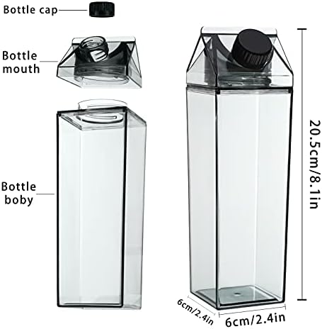 Xinzistar 2 Pcs Milk Bottle Milk Carton Water Bottle Water Bottle Plastic 500Ml Milk Box Juice Bottle For Outdoor Sports Travel Camping Activities Portable Cute Cup Portable Reusable