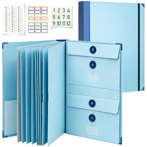 Important Document Organizer,Folders for Documents,Bound Expanding File for Important Papers/Passports/Birth Certificates(Blue)