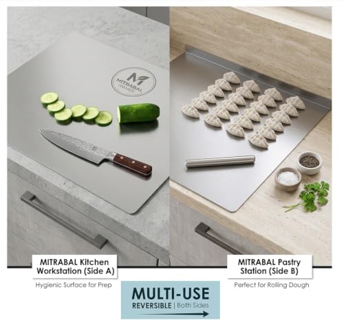 Image of Large Stainless Steel Cutting Board for Kitchen,Chopping Board for Meat, Vegetables & Fruit, Extra Large Heavy Duty Countertop (Chopping Board Counter Top)