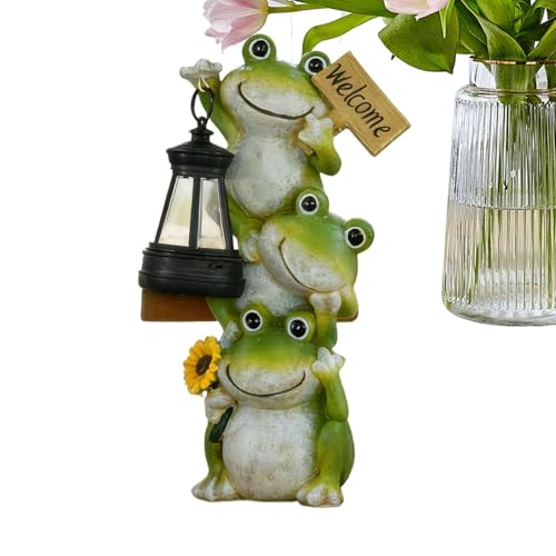 Statues solaires de jardin grenouille étanches avec lampes solaires d'extérieur LED