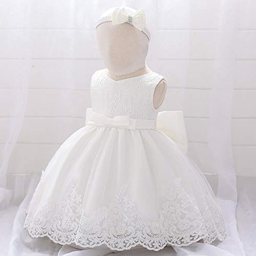 Dressy Daisy Infant Baby Girls Wedding Flower Girl Lace Dress With Headband Special Occasion Pageant Birthday Party Dresses Size 3-6 Months White 426 #TOP2