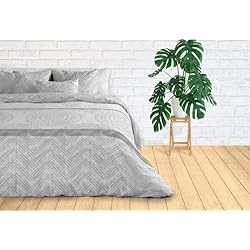 Funda Nordica Blanca Y Gris Textilhome - Juego Funda nórdica Estampada Reversible Mandala, Edredón Nórdico para Cama 135/150 (240x220cm) - Incluye 2 Fundas Almohada 70x40cm. Color Gris