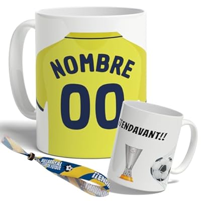 DEREGALOOS Taza Personalizada con nombre de Fútbol Villarreal. Tazas de Desayuno personalizada. Regalo Original para Aficionados del Futbol. Regalos Mundial Villarreal. Pulsera de regalo | Ya disponible en tu tienda friki favorita! En mundofriki.es!