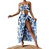 EPANO Conjuntos de Bikini para Mujer, Trajes de Baño Dividido para Mujer Conjunto de 3 Trajes de Baño con Estampado...