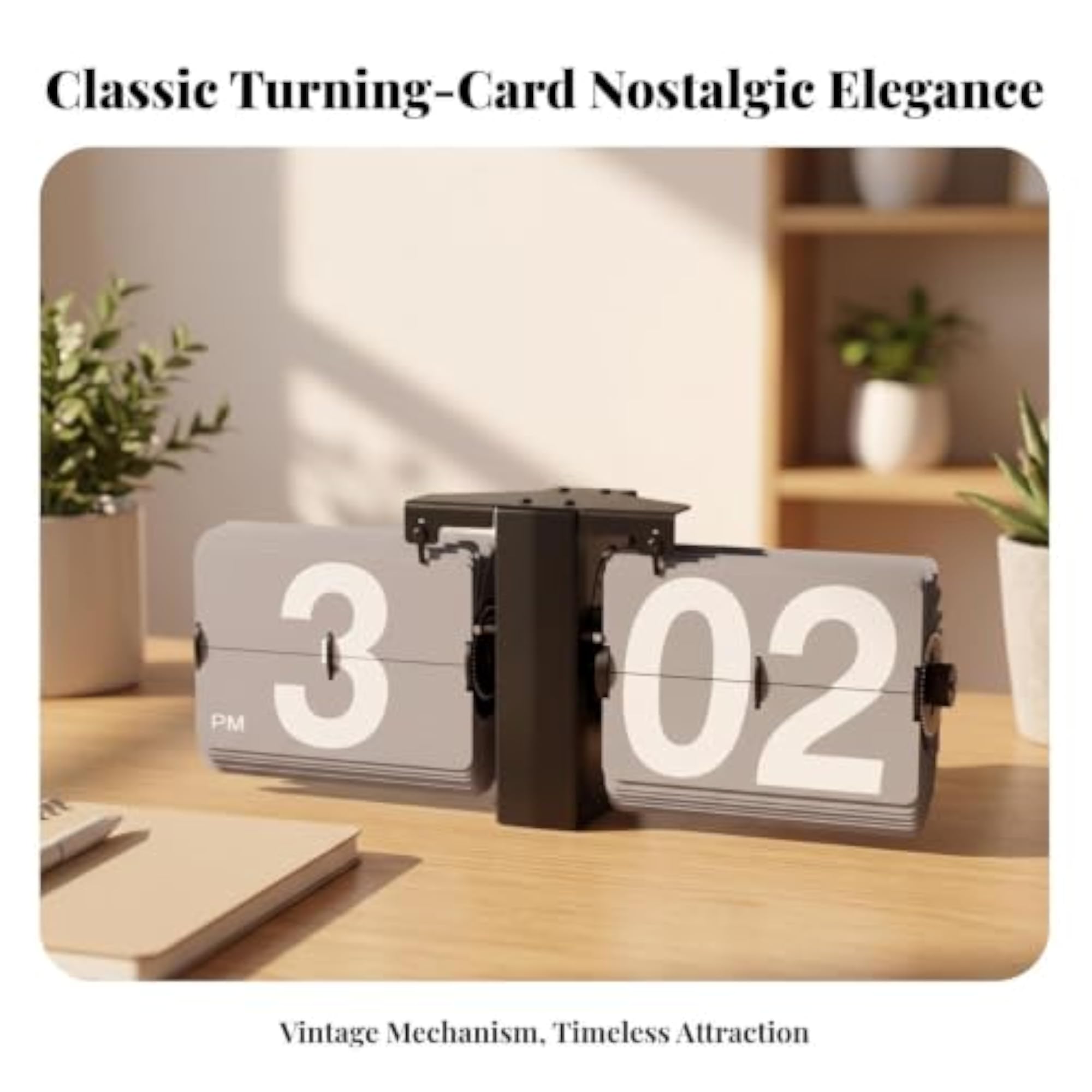 Compact Retro Flip Clock with High-Contrast Numerals