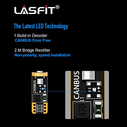 Lasfit 194 168 T10 192 2825 W5W Led Bulb Canbus Error Free, Non-Polarity 400Lm Extremely Bright For Dome Map Courtesy Door License Plate Trunk Cargo Lights, 12-24V, Blue (Pack Of 2) #TOP3