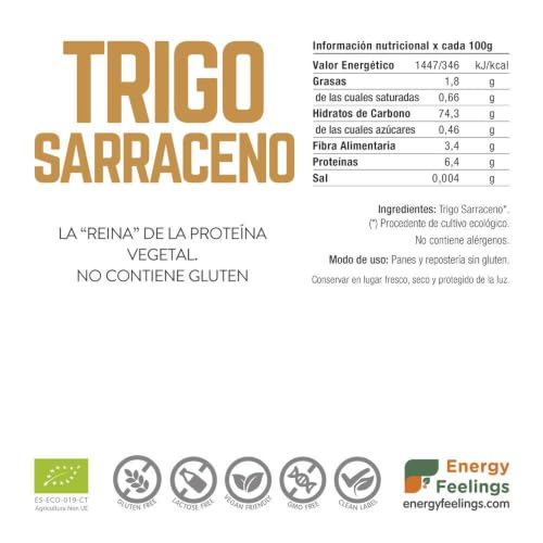 Miniatura 2 de Energy Feelings Harina De Trigo Sarraceno Ecológica, Sin Gluten, Fácil Digestión, 1kg