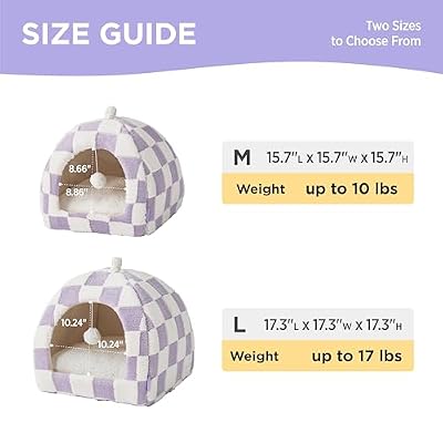 Lesure Cute Cat Beds for Indoor Cats - 2 in 1 Cat Cave Bed for Kittens and Small Pets with Removable Washable Cushioned Pillow, Cozy Kitten with Non-Slip Bottom, Purple, 16 inches