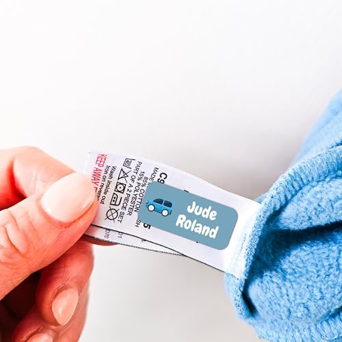 QuoteMyWall 36 x Personalised Stick On Clothing Labels for Kids School Clothes Stationery Water Bottle Lunch Boxes Items - Washing Machine/Tumble Drier & Dishwasher Safe Sticker Tags (Blue) - View 7
