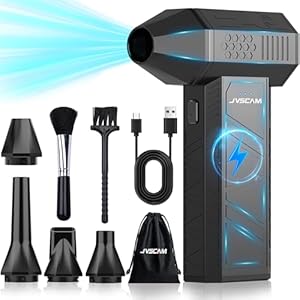 Plumero de aire comprimido – Plumero de aire eléctrico con motor sin escobillas – Ventilador de aire inalámbrico ajustable de 3 engranajes – Plumero de aire recargable para PC, teclado, coche,